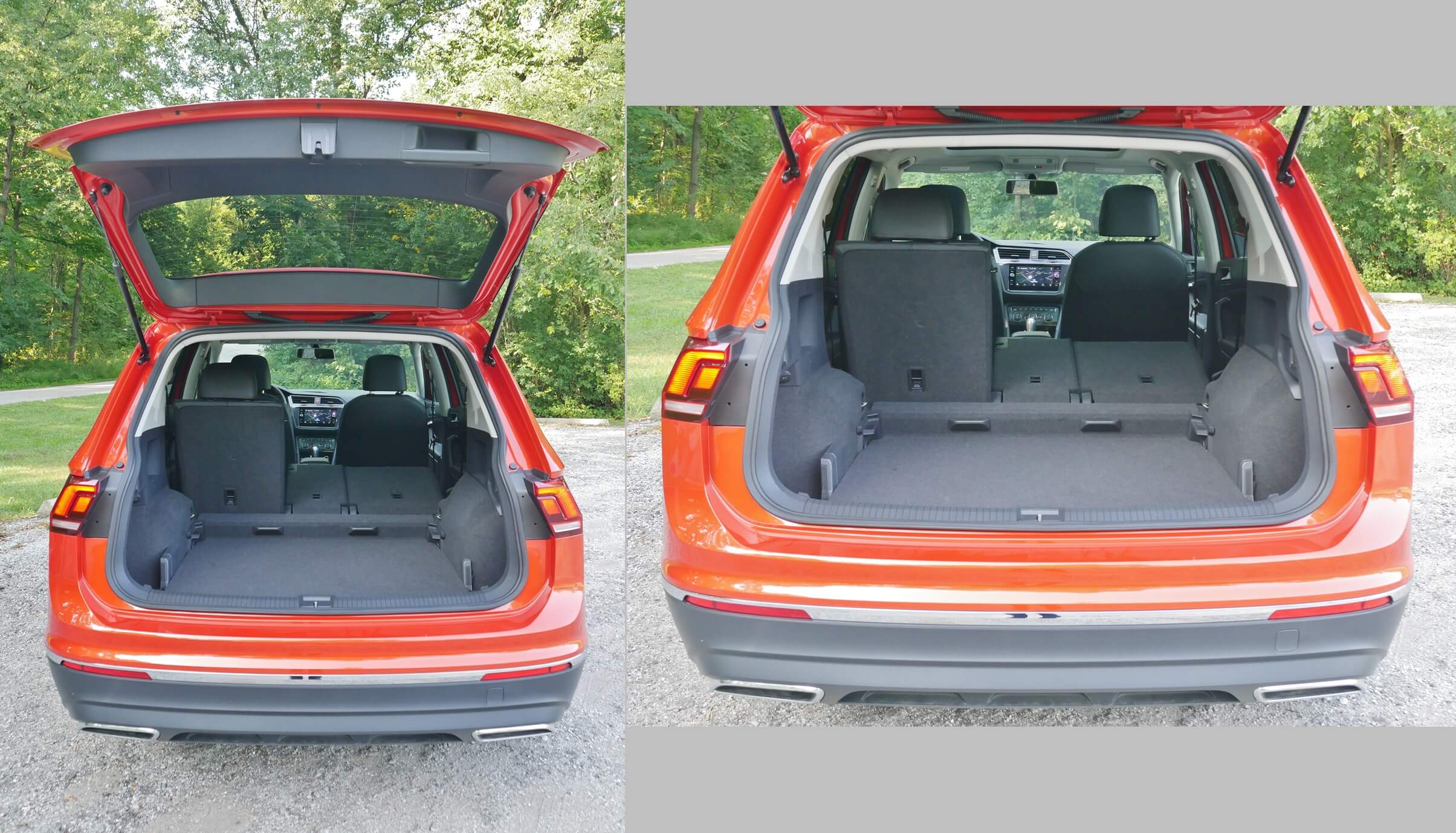 2018 Volkswagen Tiguan SE AWD: measuring 37.6 cubic feet, under liftgate cargo space = 58% > Mk. 1.5 Tiguan