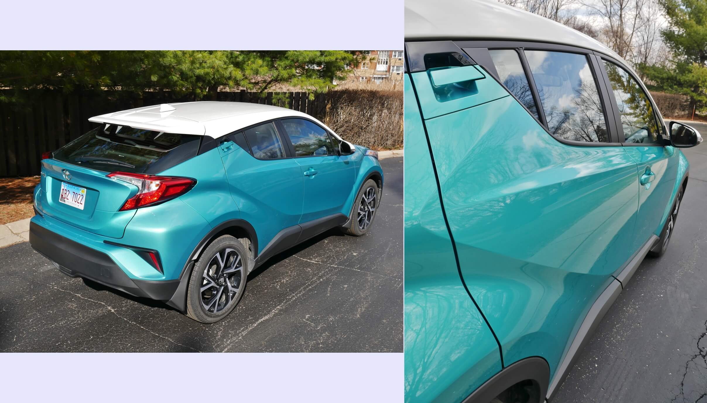 2018 Toyota C-HR XLE: profile view featuring flush high-mount rear door handles, blending w/ C-pillars