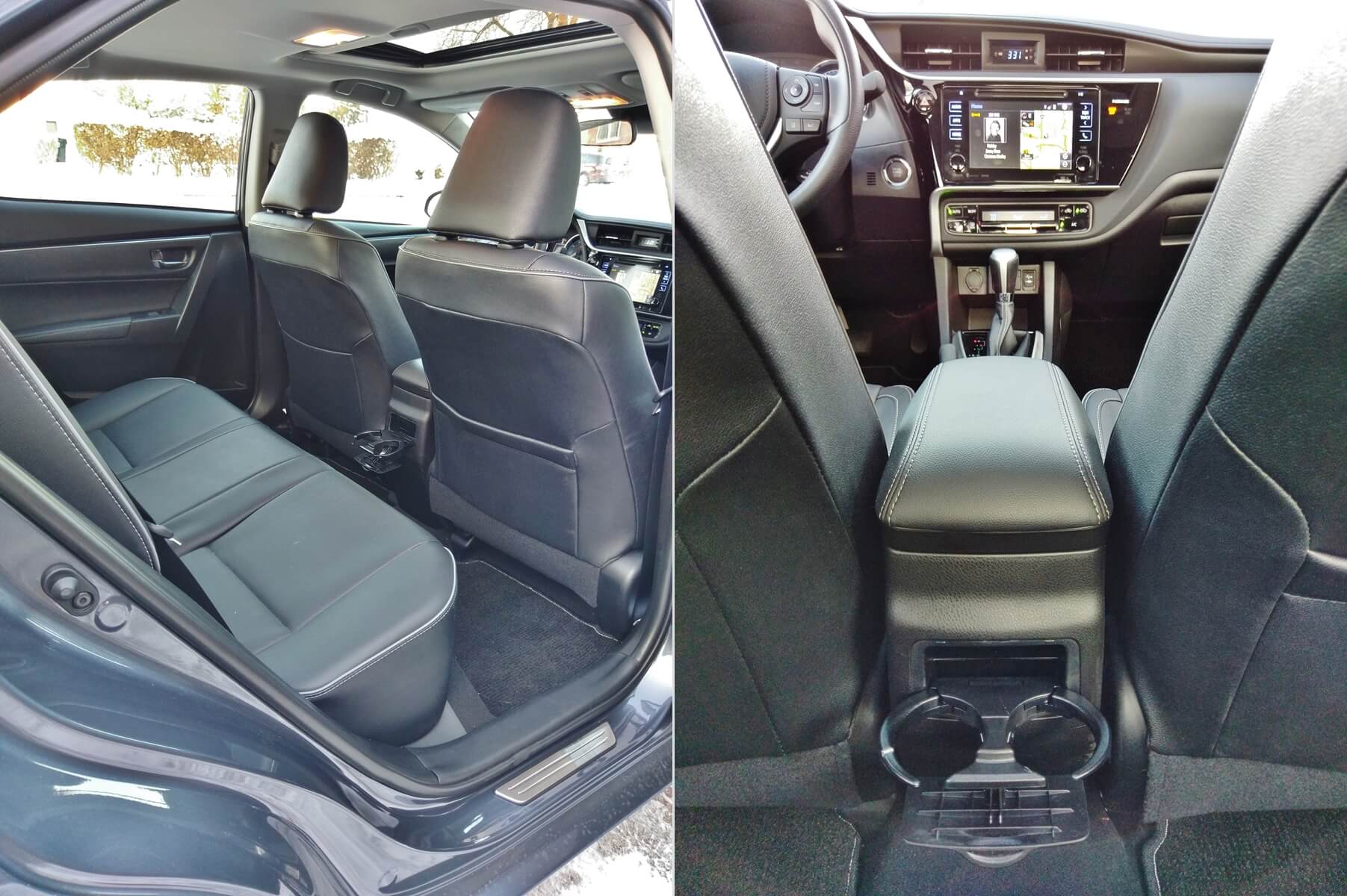 2018 Toyota Corolla XLE: tall rear seat cushion improves ingress; Blade style, fold-away rear cupholders