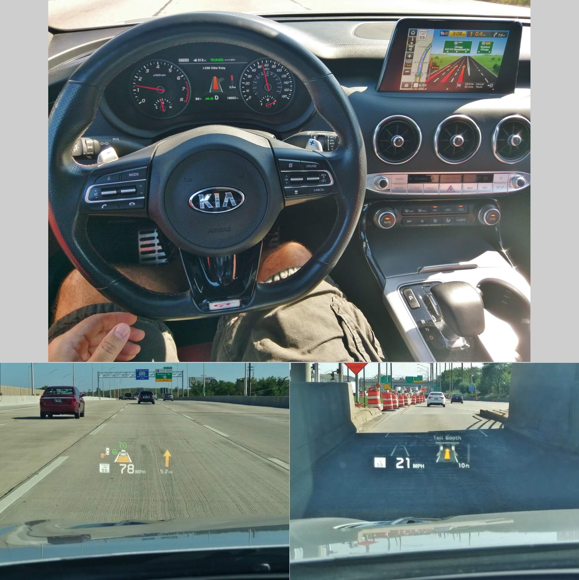 2018 Kia Stinger GT2 AWD: cockpit high resolution HUD and touch / voice command HD navigation display