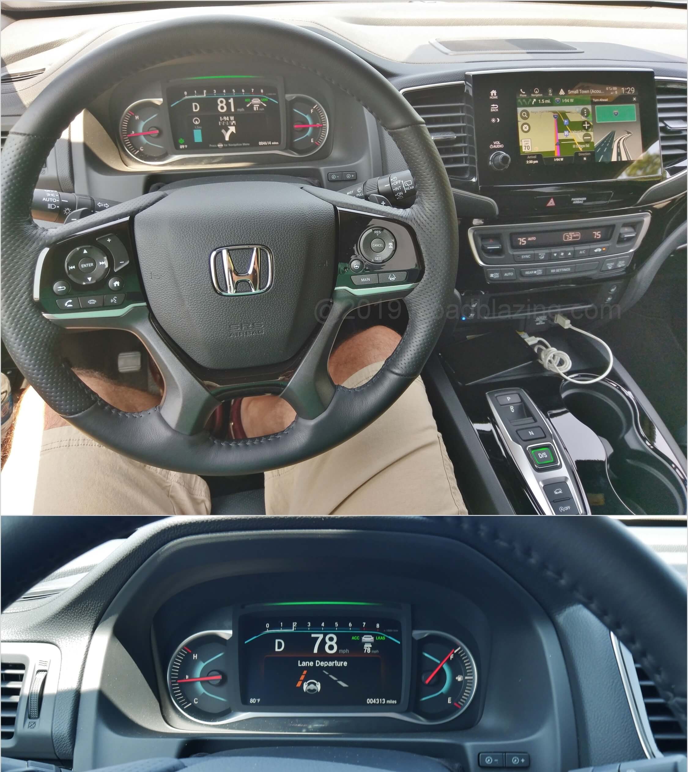 2019 Honda Passport Elite AWD: Standard HondaSafetySense feature displayed in 7.0" TFT color digital gauge cluster include Adaptive Cruise Control, Lane Keep Assist, Lane Departure Warning, Collision Mitigation braking