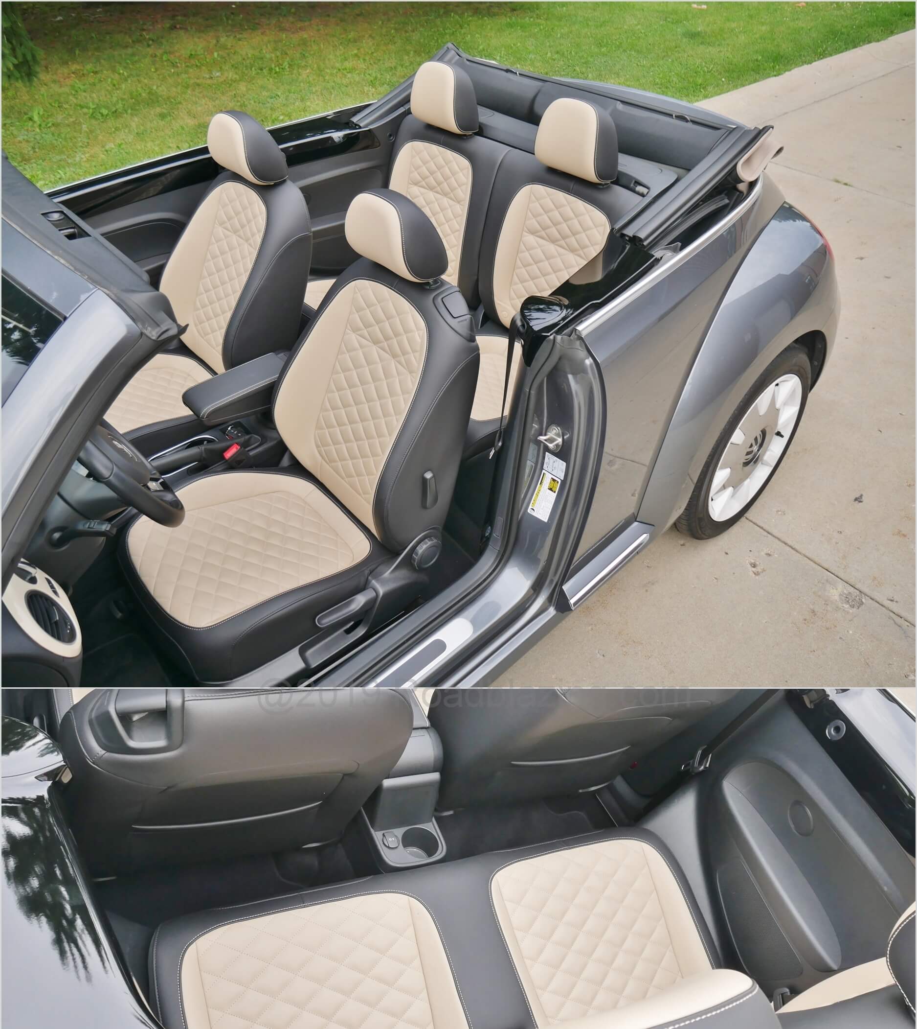 2019 Volkswagen Beetle Convertible Final Edition SEL: Bird's eye view of knee snuggly rear seat.