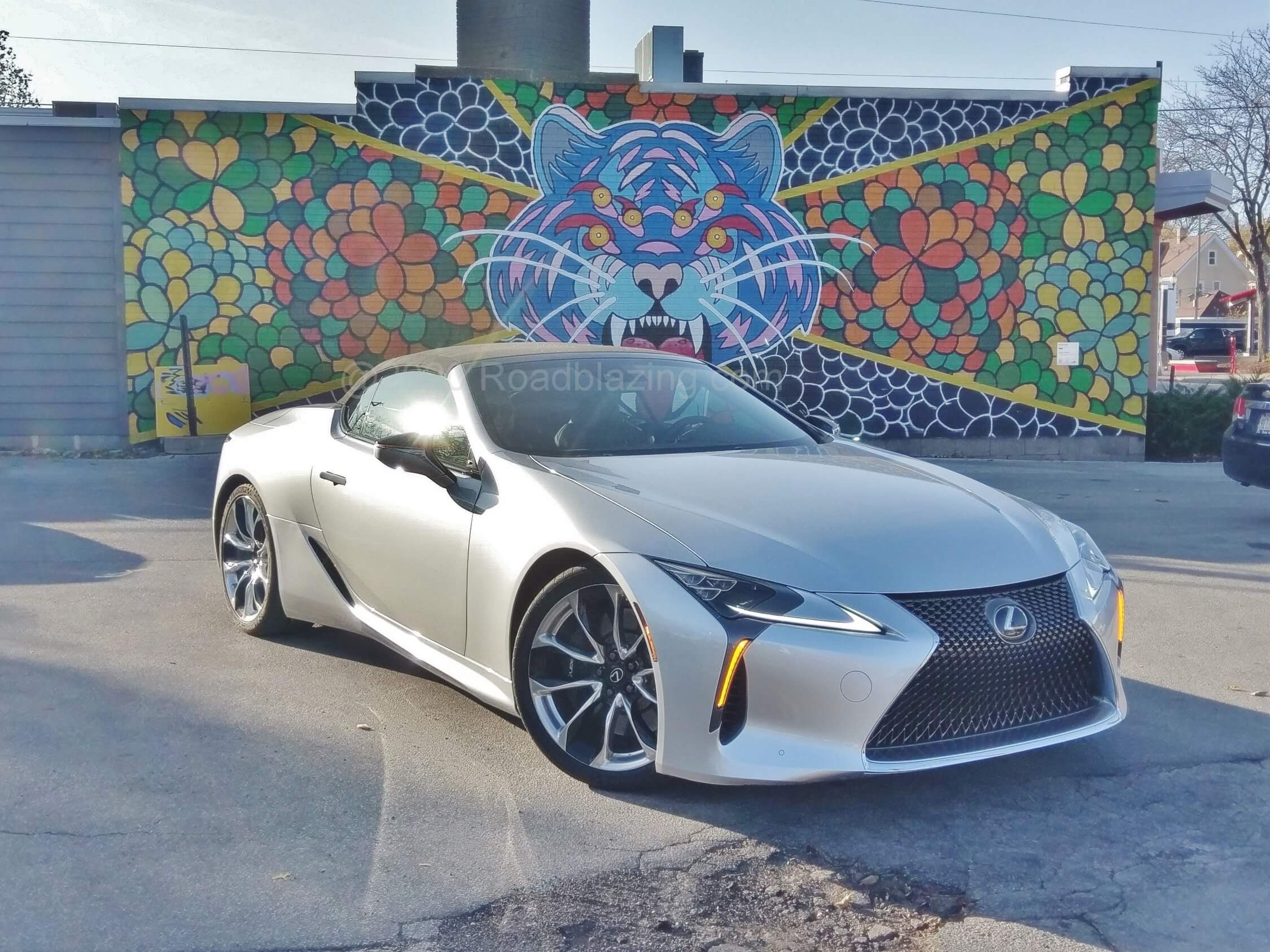 2021 Lexus LC 500 Convertible: Alex Hernandez' Tiger Godmask hungers for a luxury grand touring cabrio looker at BelAir Cantina, Wauwatosa, Wisconsin