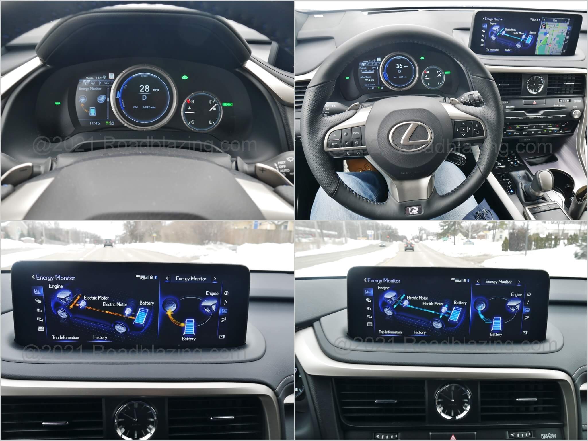 2021 Lexus 450h Hybrid AWD F-Sport: power flow displays