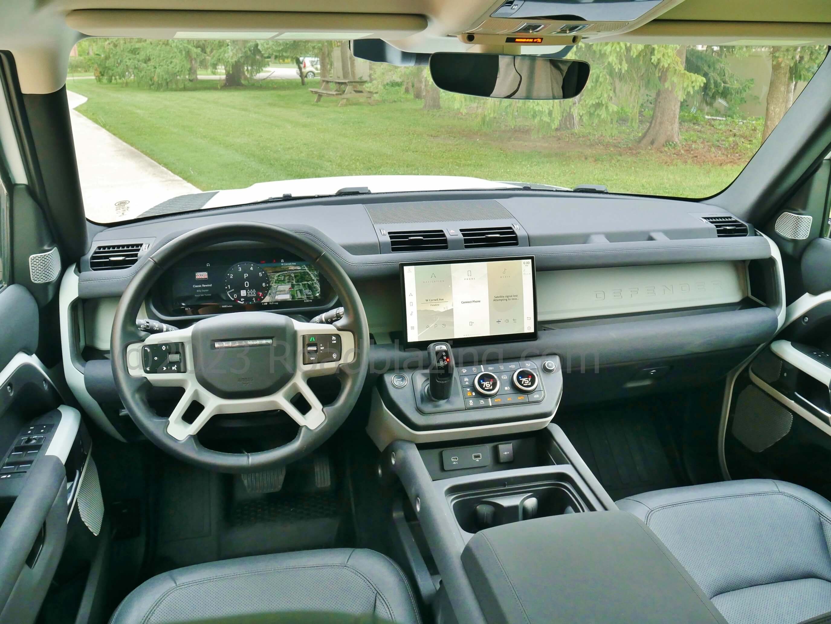 2023 Land Rover Defender 130 S: off road ready cockpit presents state of the art displays in a rugged refined setting.